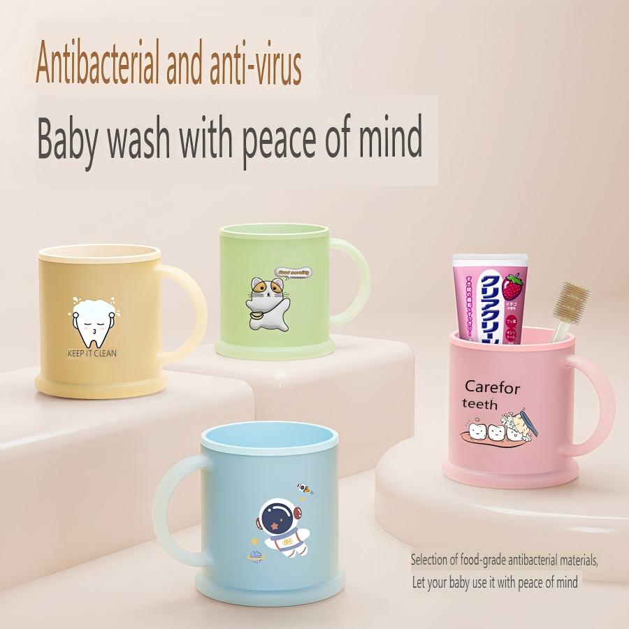 【Baby toothbrush cup】, fun cartoon mouthwash cup, drop-proof and heat-resistant, household mouthwash cup