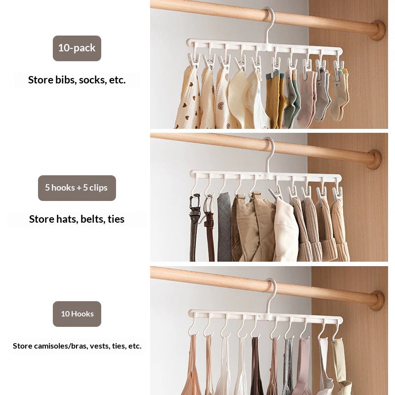 Household hanging hats, storage artifacts, clothes drying, hanging shelves, hooks, wardrobe finishing without traces, multi-clip hangers