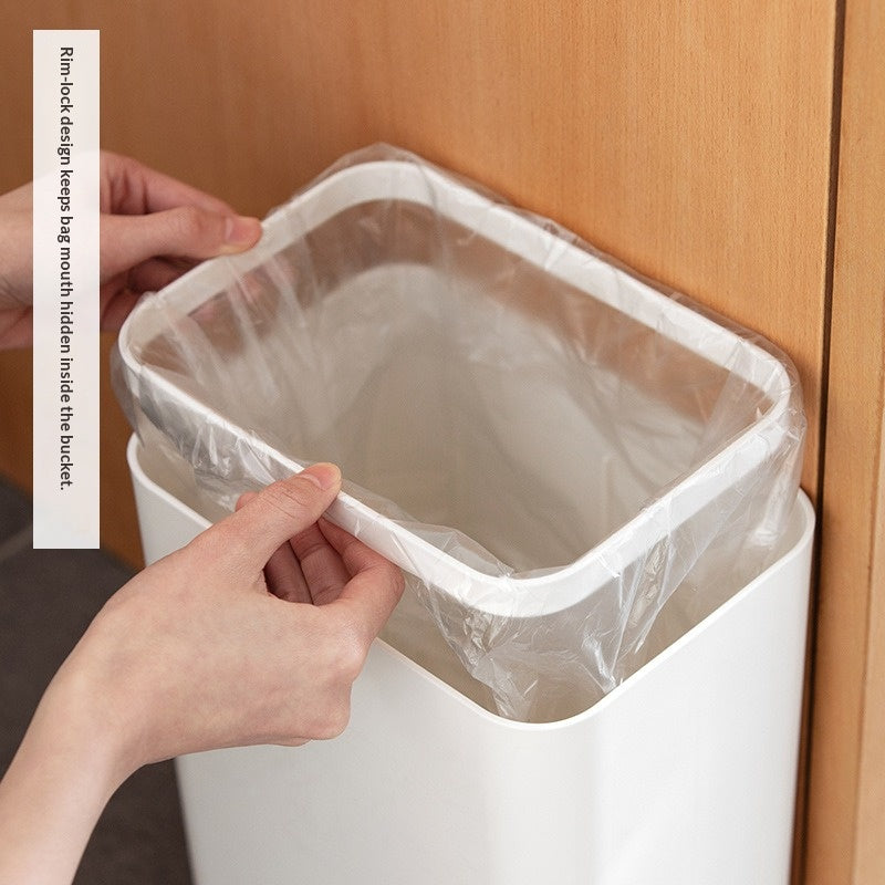 Press-type trash can with lid, household kitchen, bathroom, bathroom, toilet, trash can, creative paper basket