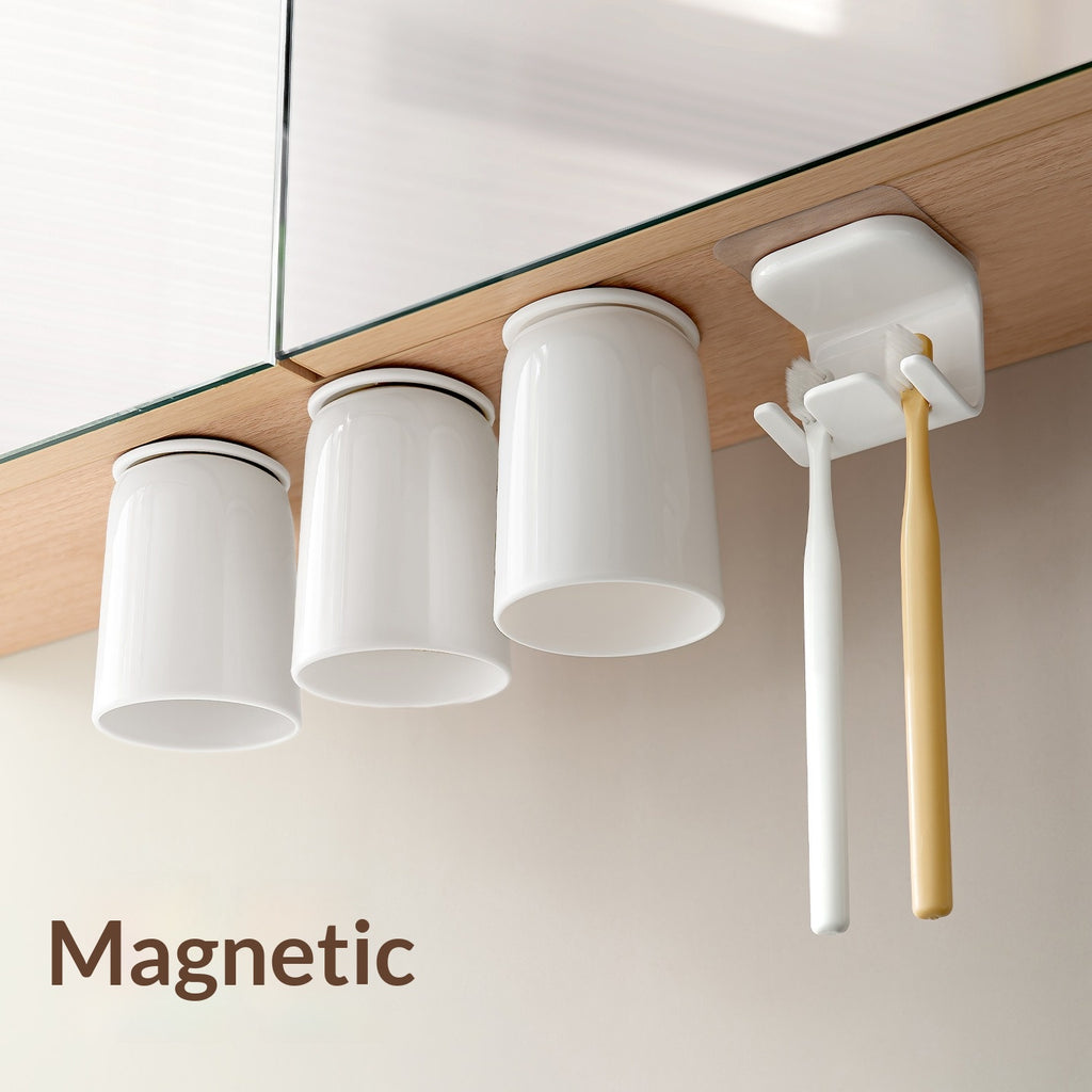 Toothbrush rack magnetic suction washing mouth cup upside down rack toothpaste mirror cabinet storage wall hanging tooth cylinder