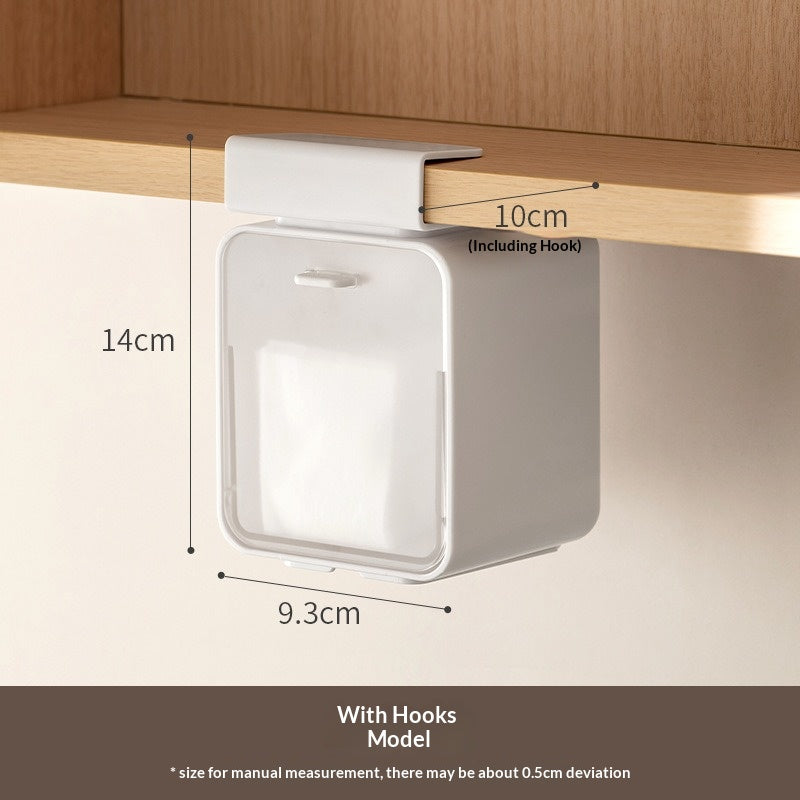 Mirror cabinet storage box hanging under dust belt flip cover cosmetics makeup remover cotton swab bathroom bathroom rack