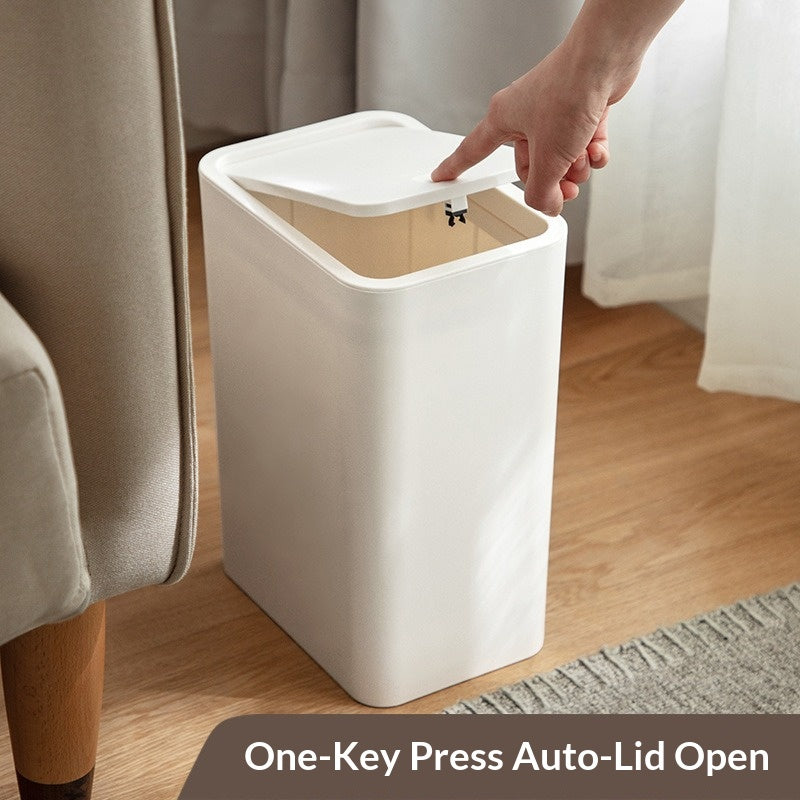 Press-type trash can with lid, household kitchen, bathroom, bathroom, toilet, trash can, creative paper basket