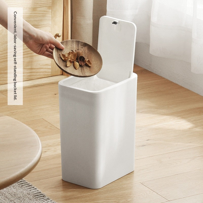 Press-type trash can with lid, household kitchen, bathroom, bathroom, toilet, trash can, creative paper basket