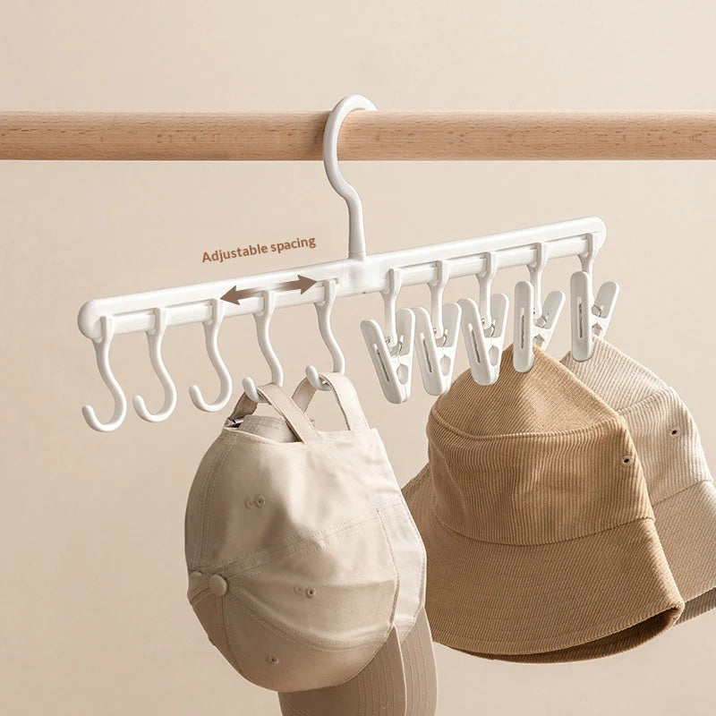 Household hanging hats, storage artifacts, clothes drying, hanging shelves, hooks, wardrobe finishing without traces, multi-clip hangers